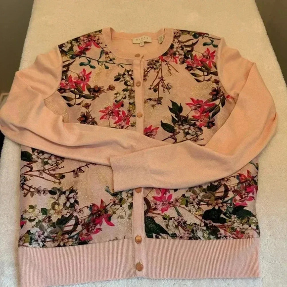 Ted BakerBlossom Jacquard Cardigan Size 2 - Picture 2 of 10